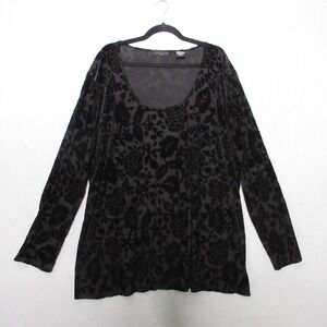 Apostrophe Top Plus 24 26W Black Floral Velvet Burnout Whimsigoth Whitchy Sheer